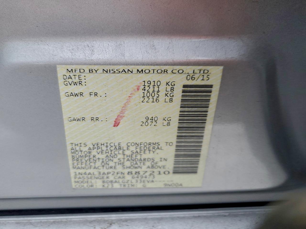 2015 NISSAN ALTIMA