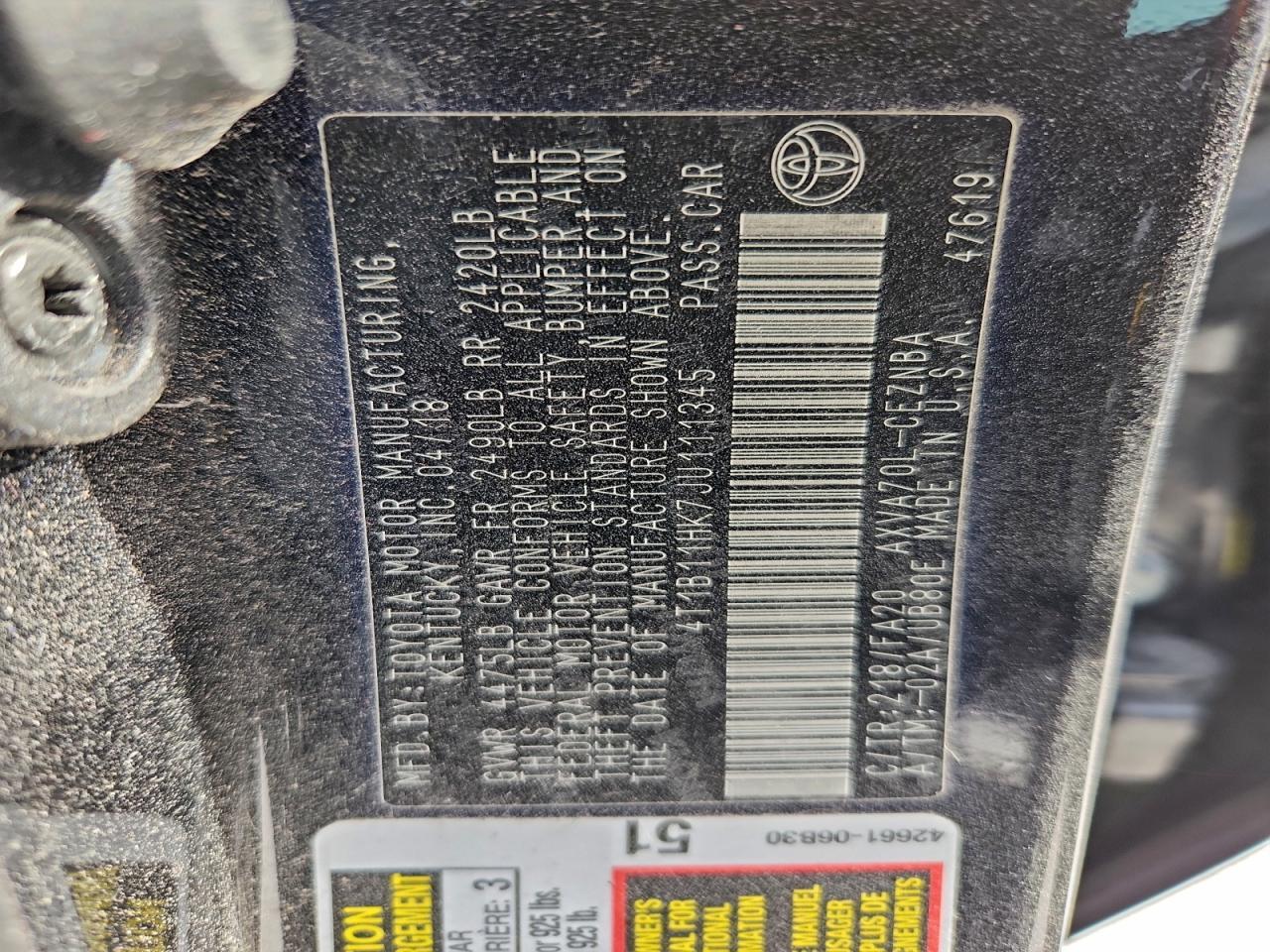 2018 TOYOTA CAMRY