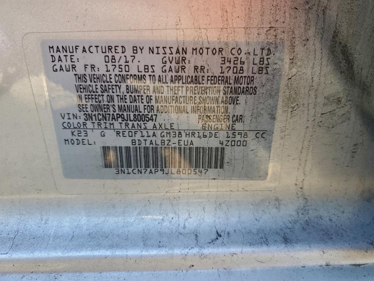 2018 NISSAN VERSA