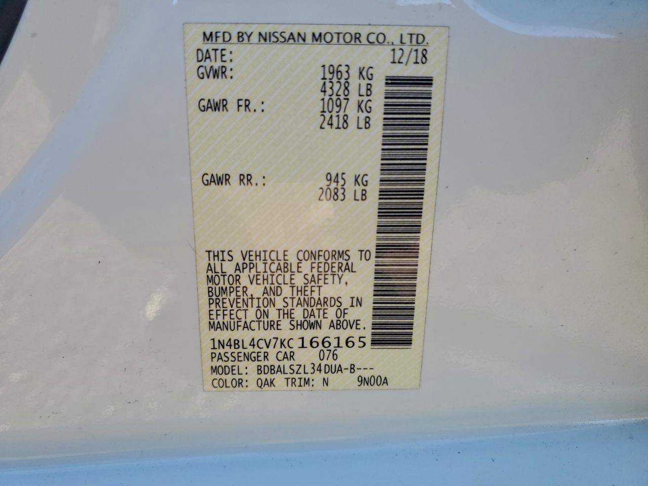 2019 NISSAN ALTIMA