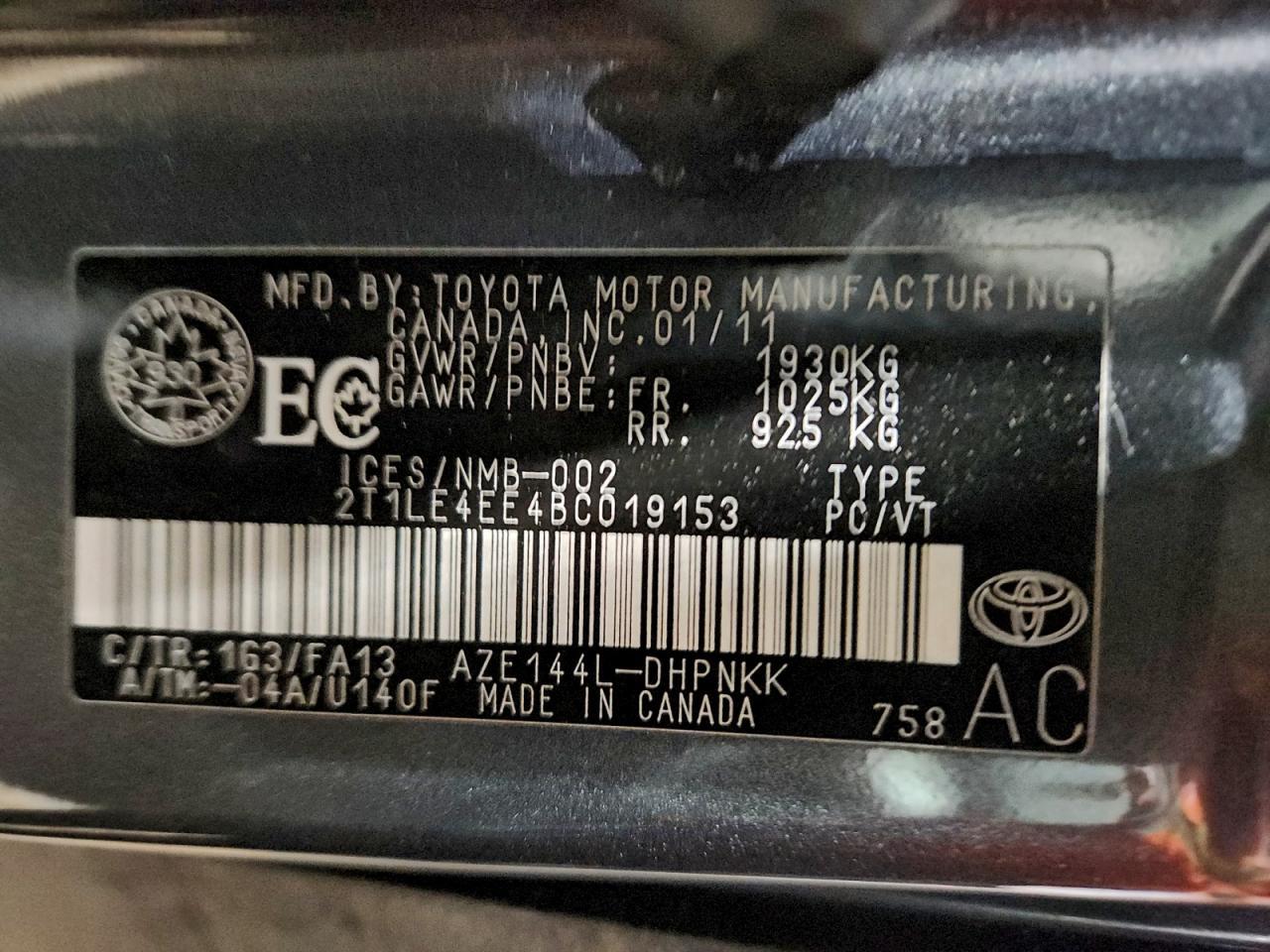 2011 TOYOTA COROLLA