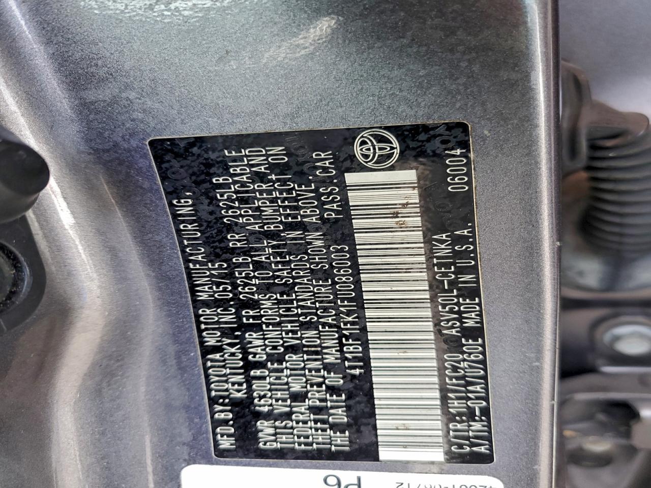 2015 TOYOTA CAMRY