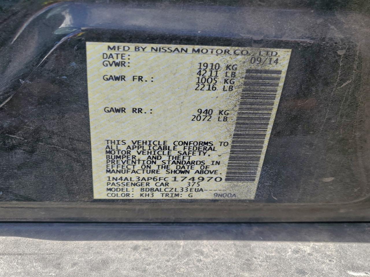 2015 NISSAN ALTIMA