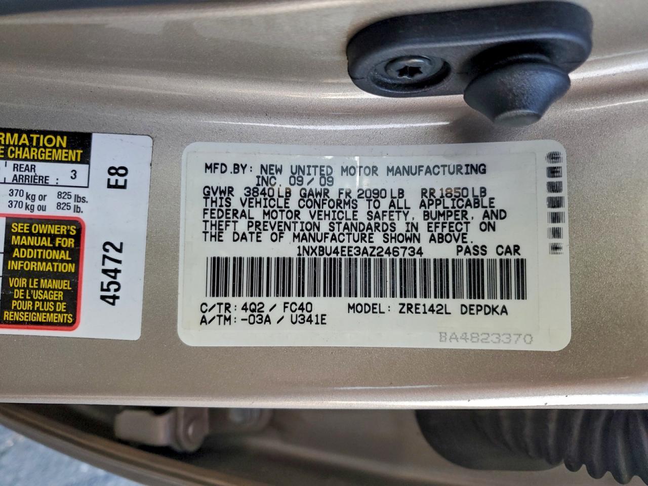 2010 TOYOTA COROLLA