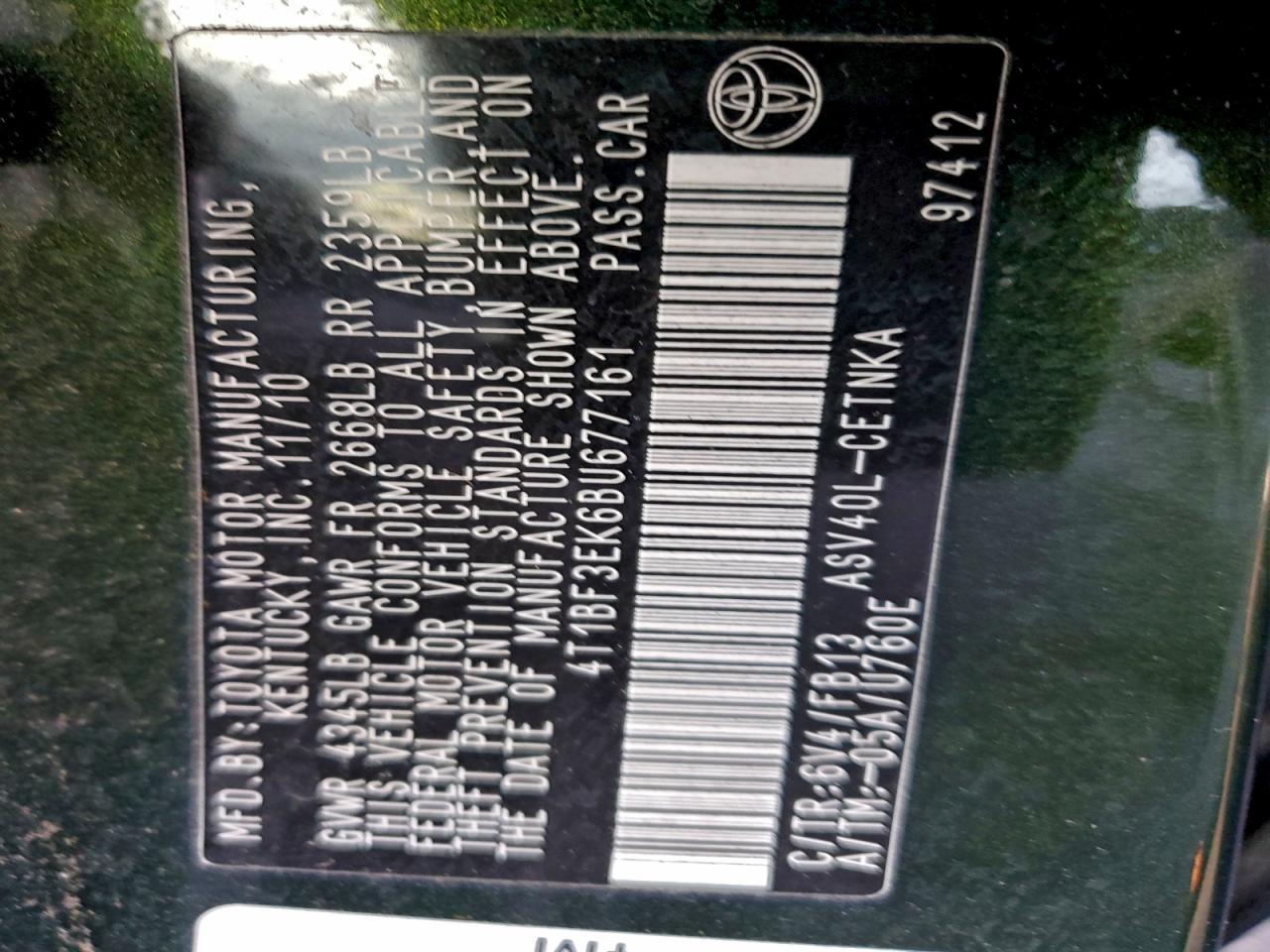 2011 TOYOTA CAMRY