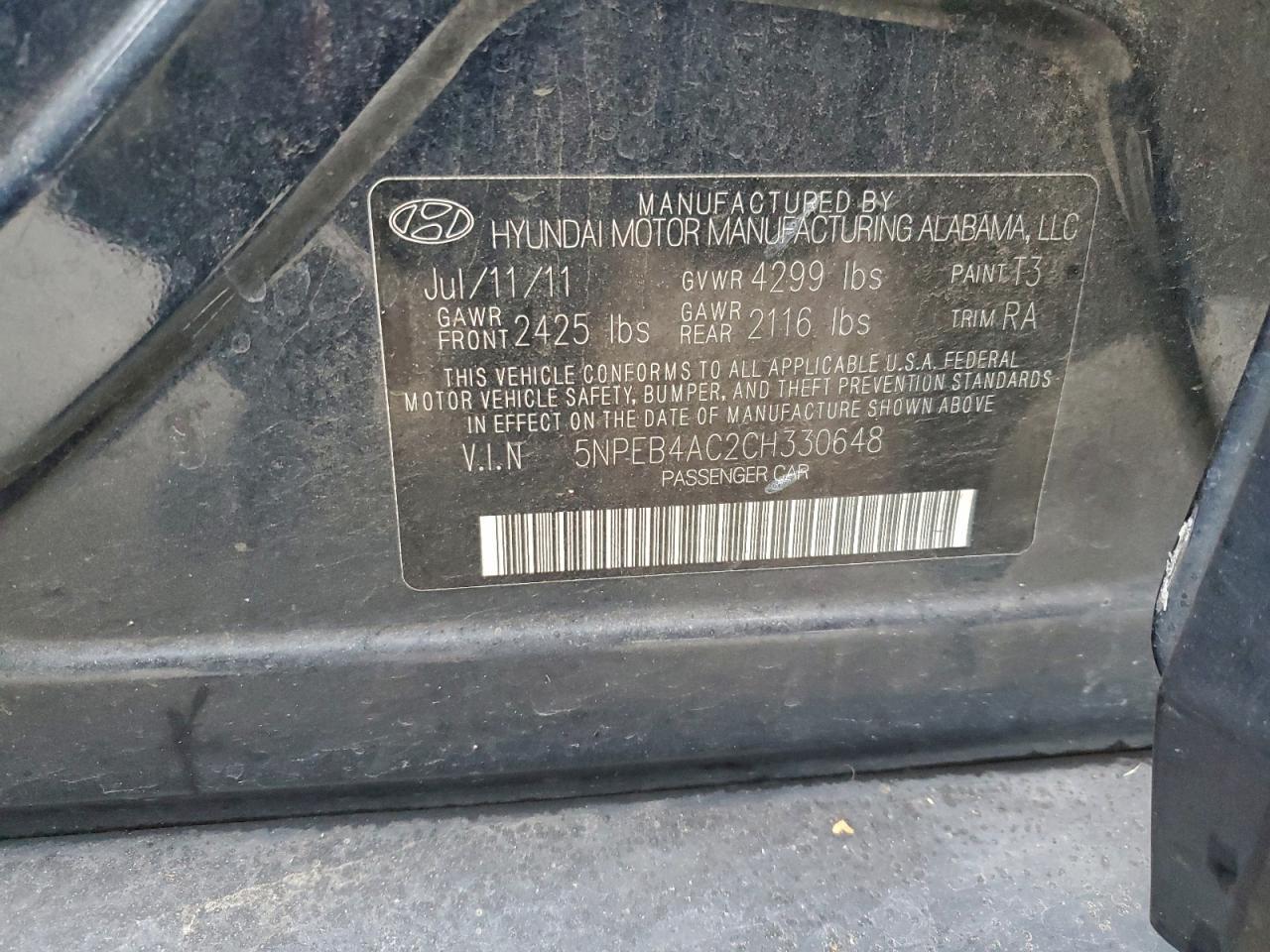 2012 HYUNDAI SONATA