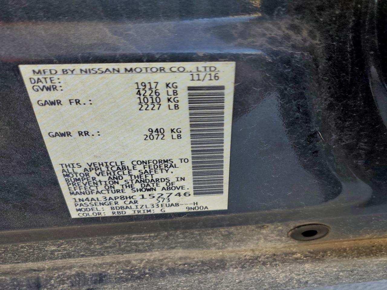 2017 NISSAN ALTIMA
