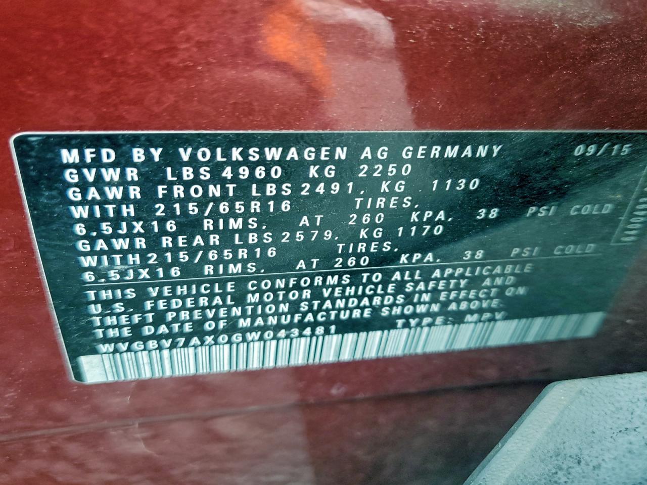 2016 VOLKSWAGEN TIGUAN