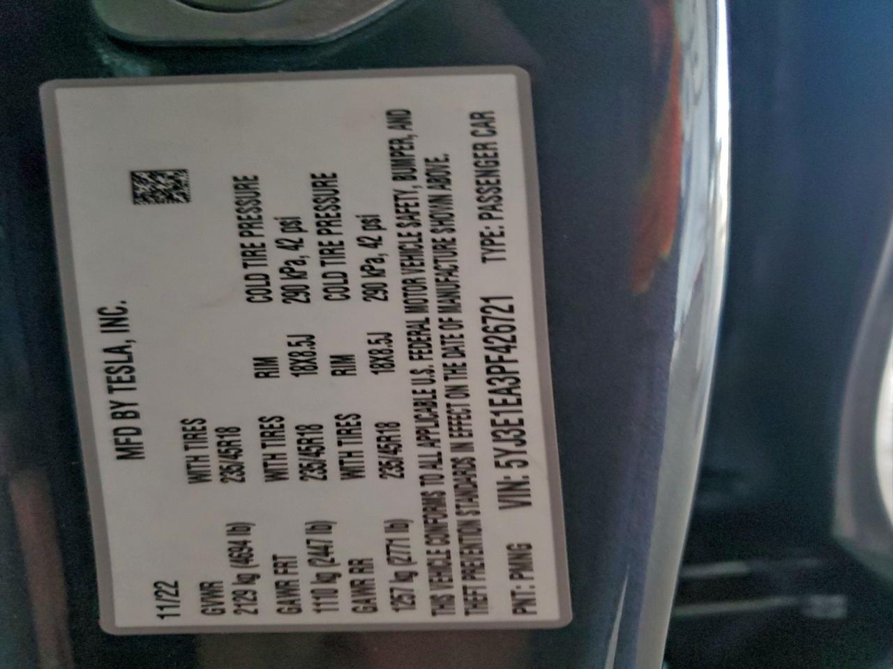 2023 TESLA MODEL 3