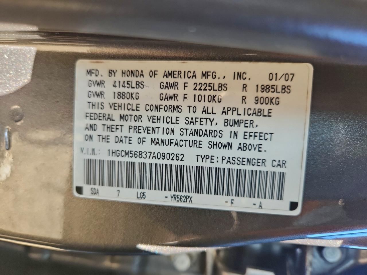 2007 HONDA ACCORD
