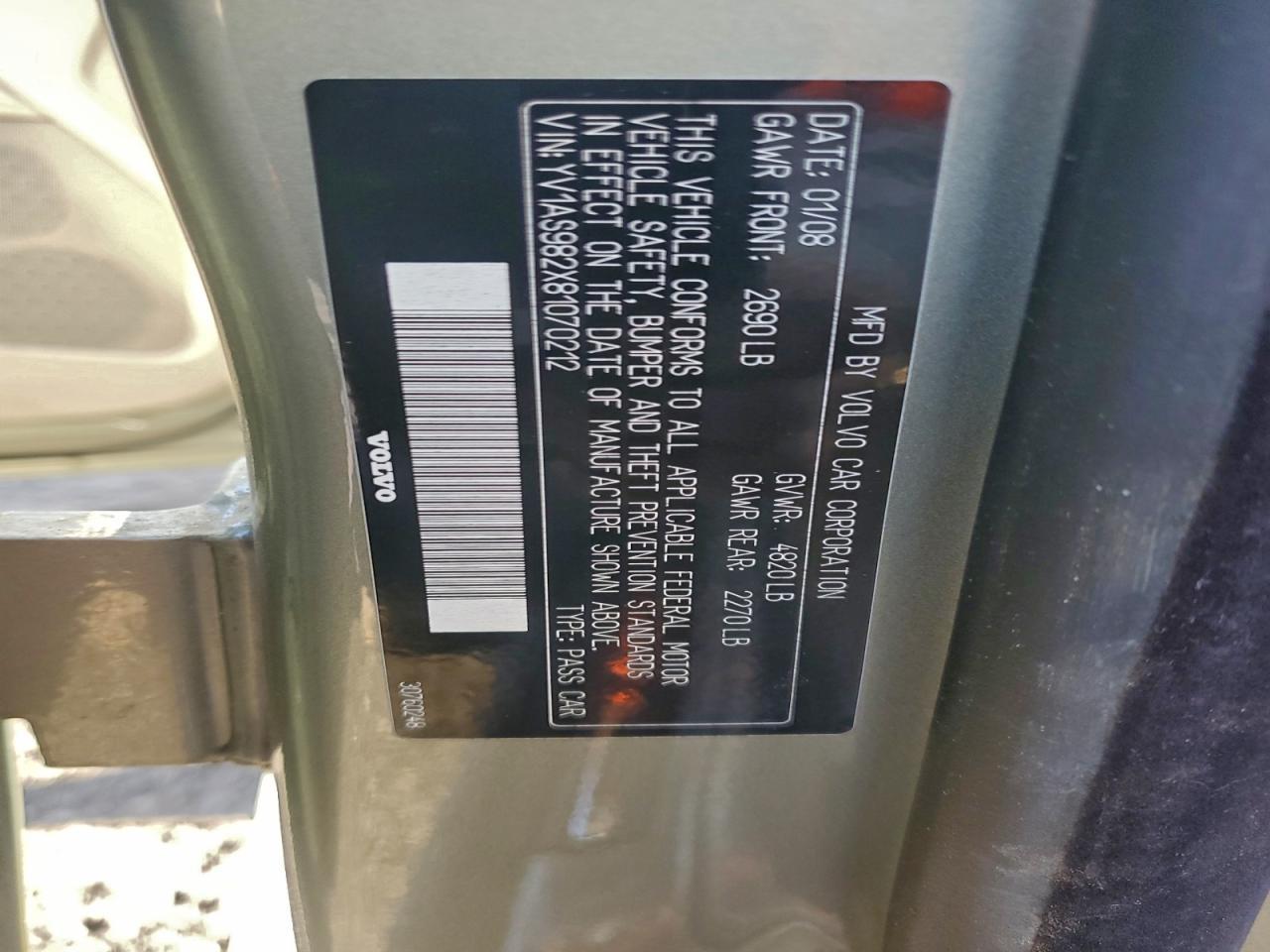 2008 VOLVO S80