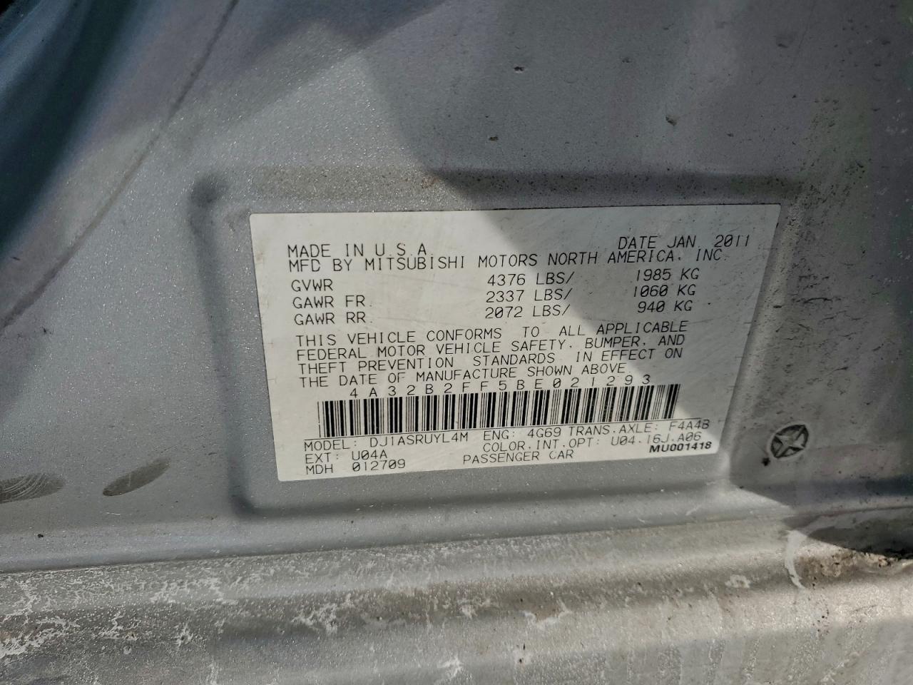 2011 MITSUBISHI Galant