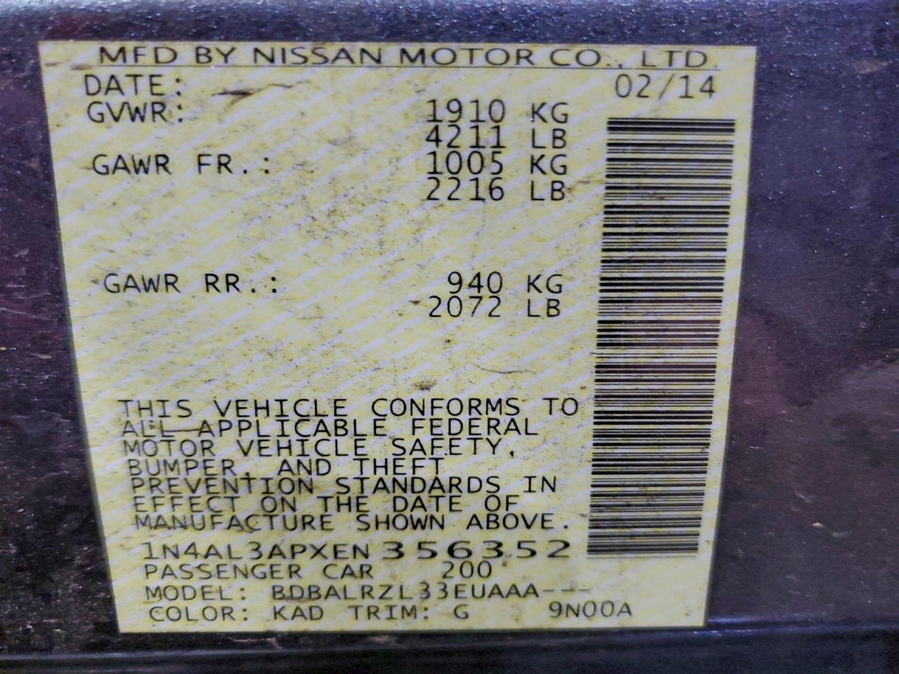 2014 NISSAN ALTIMA