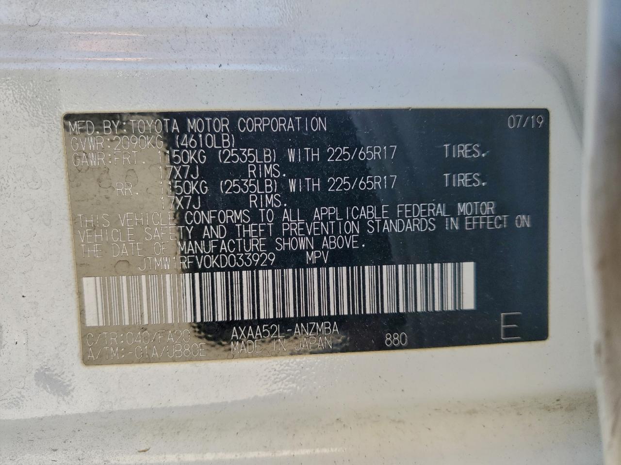 2019 TOYOTA RAV4