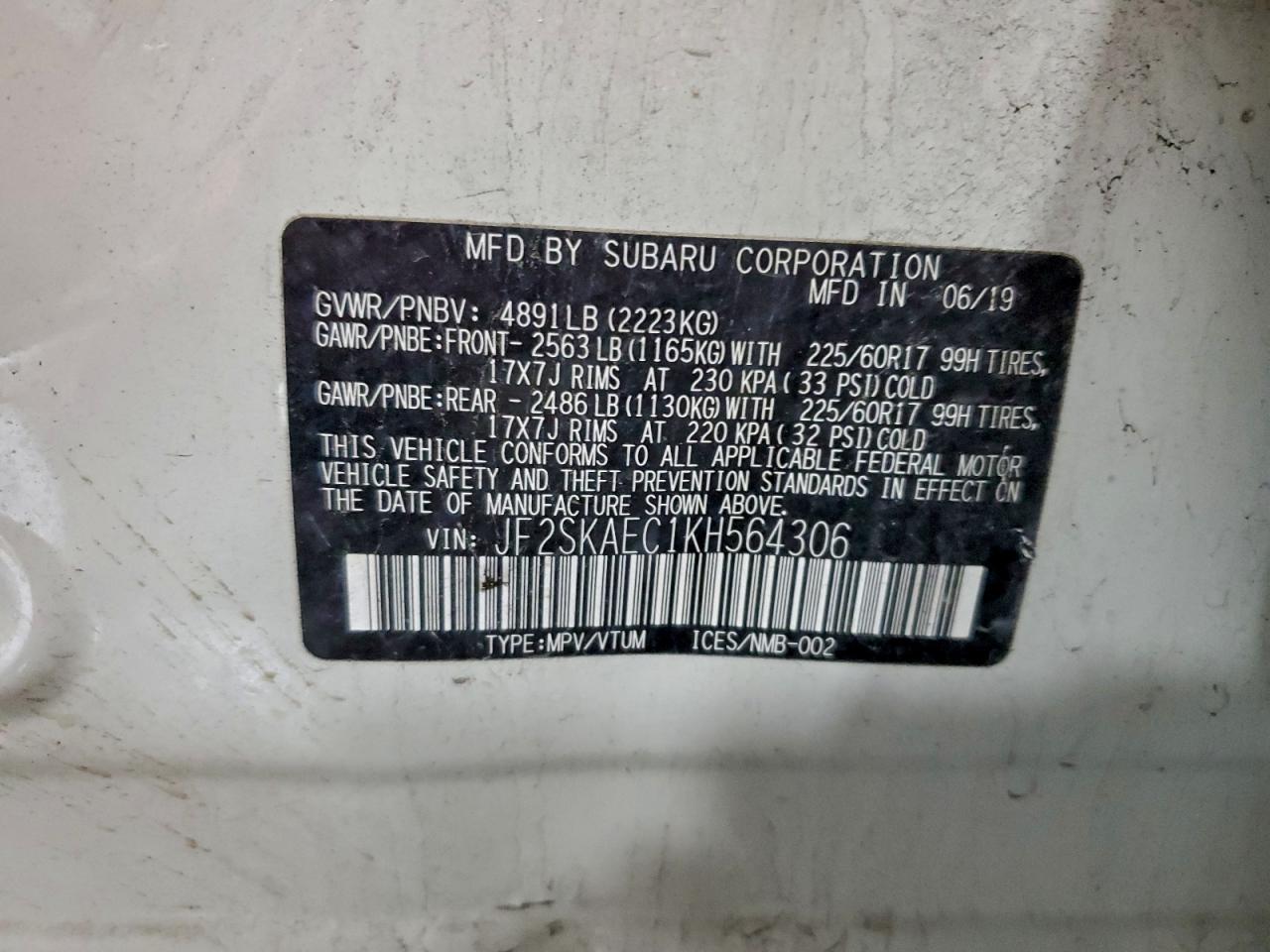 2019 SUBARU FORESTER