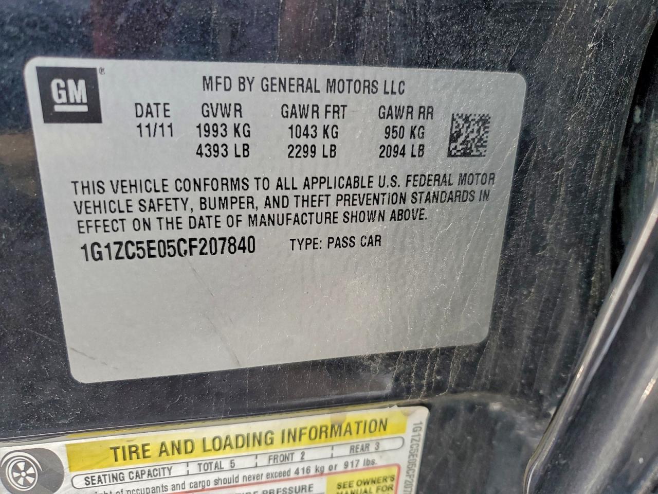 2012 CHEVROLET MALIBU