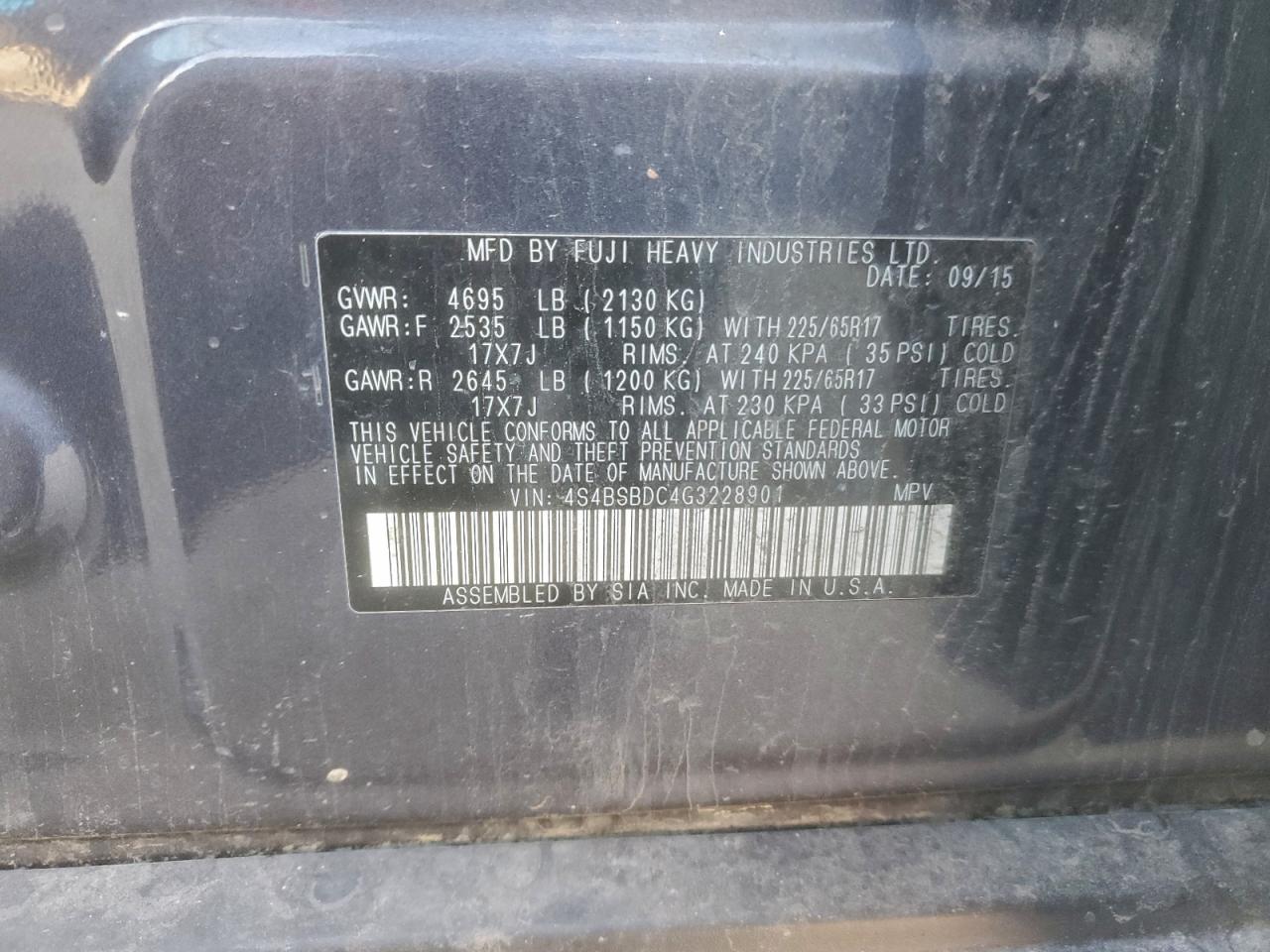 2016 SUBARU Outback