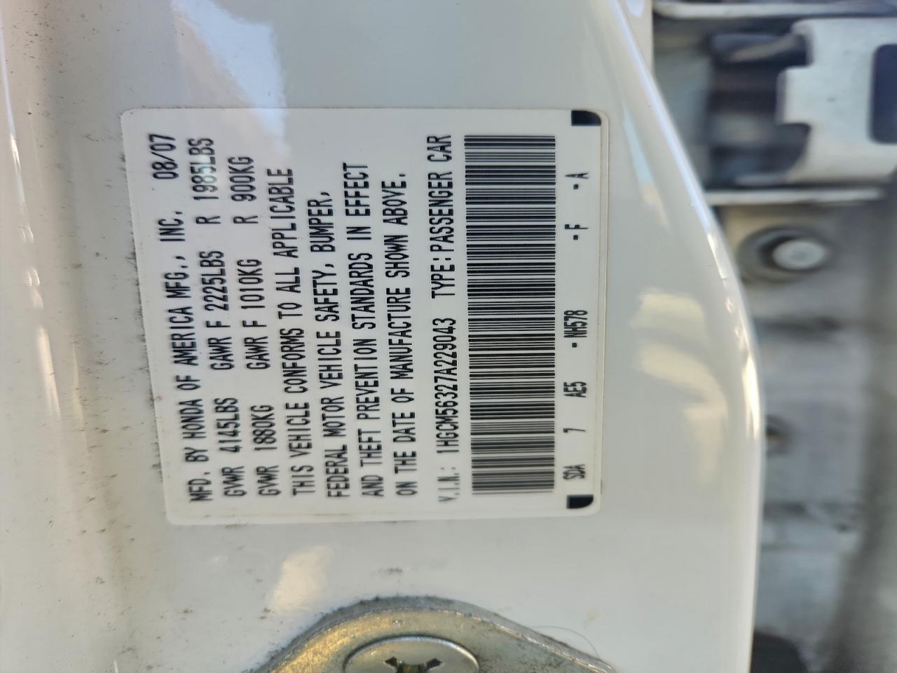 2007 HONDA ACCORD