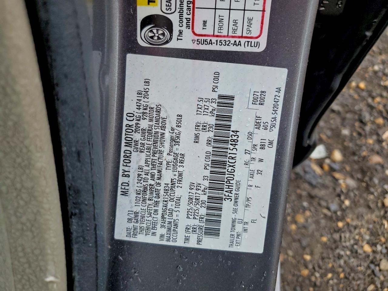 2012 FORD FUSION
