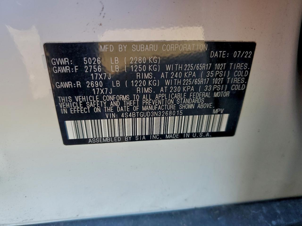 2022 SUBARU Outback