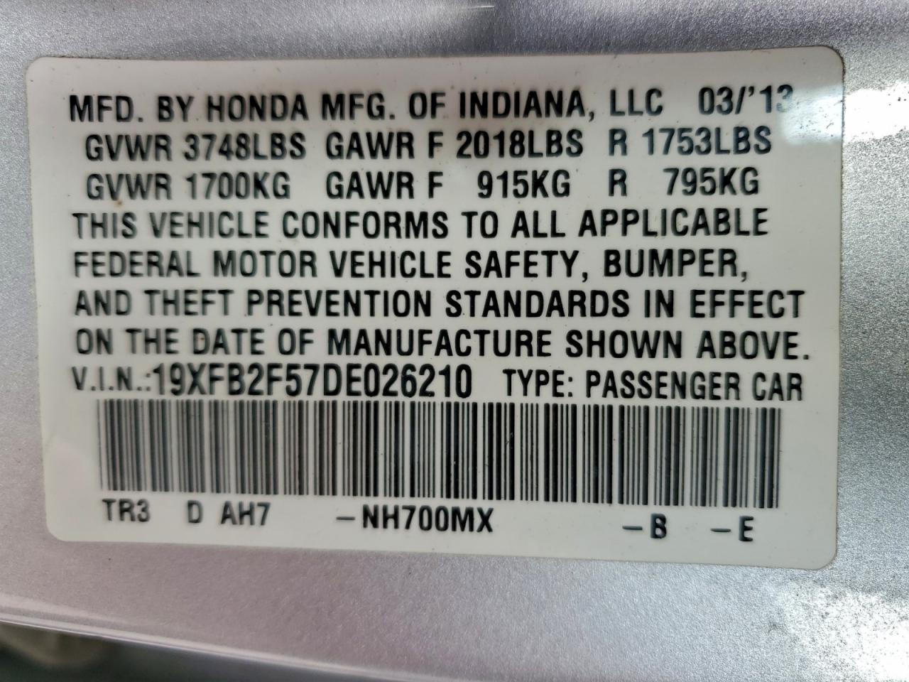 2013 HONDA CIVIC