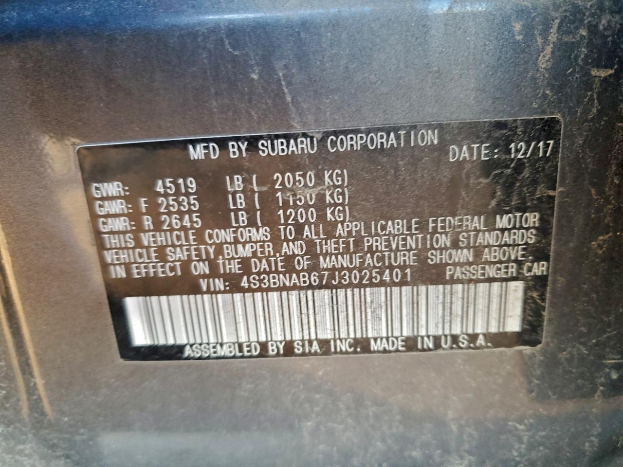 2018 SUBARU Legacy