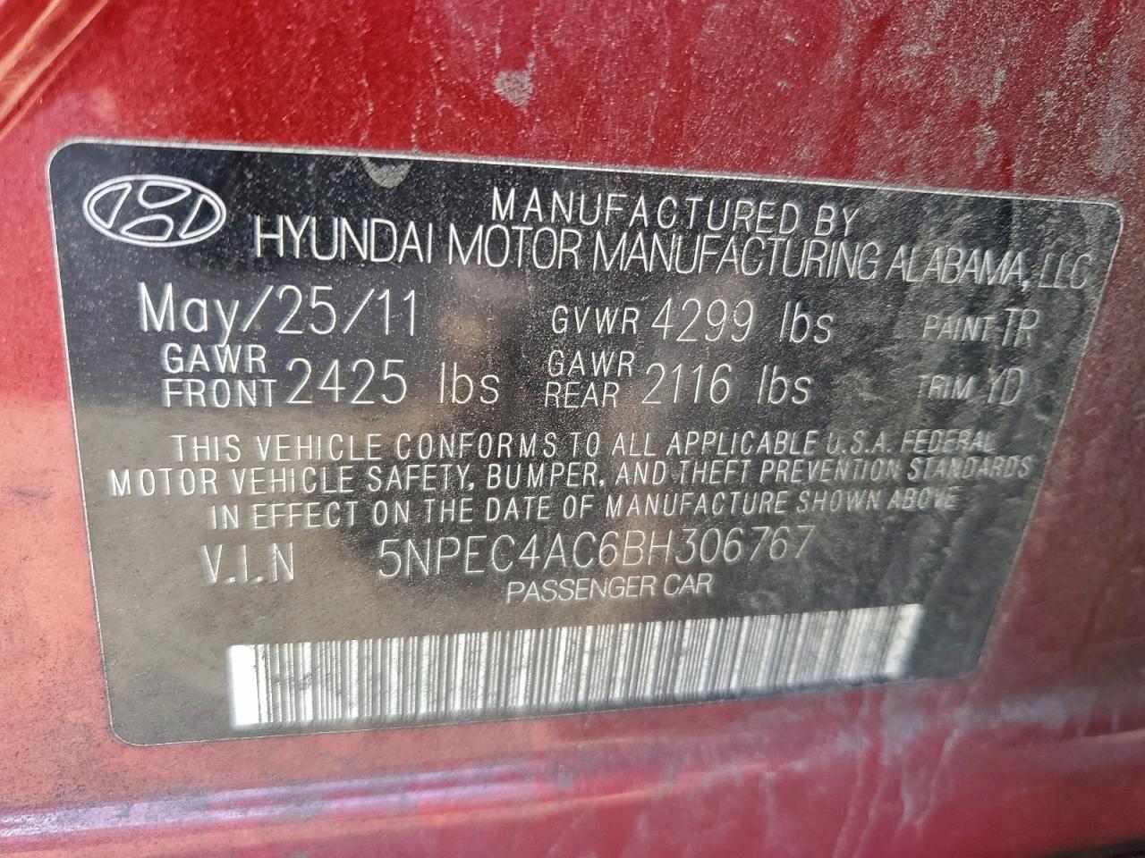 2011 HYUNDAI SONATA