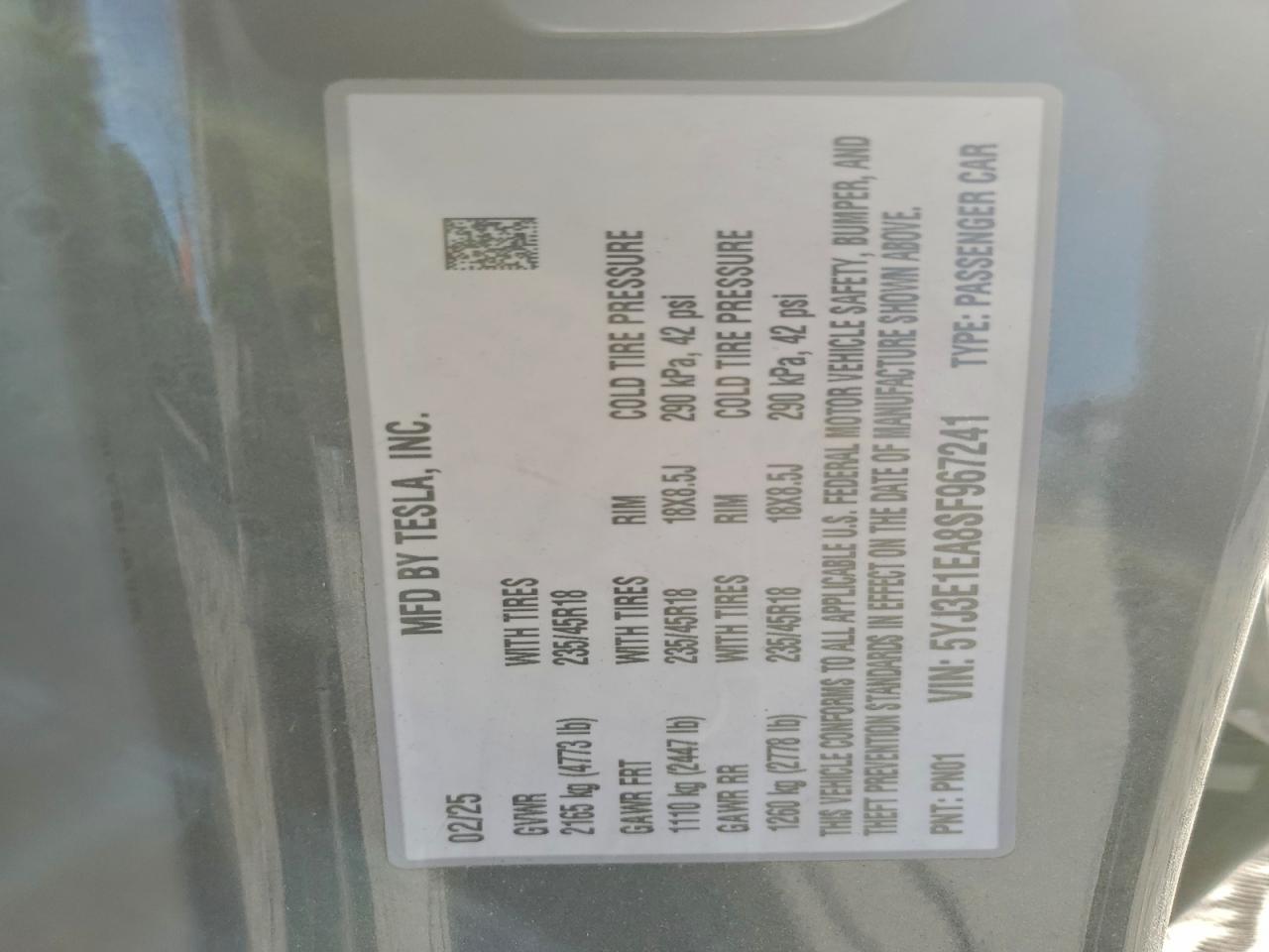 2025 TESLA MODEL 3