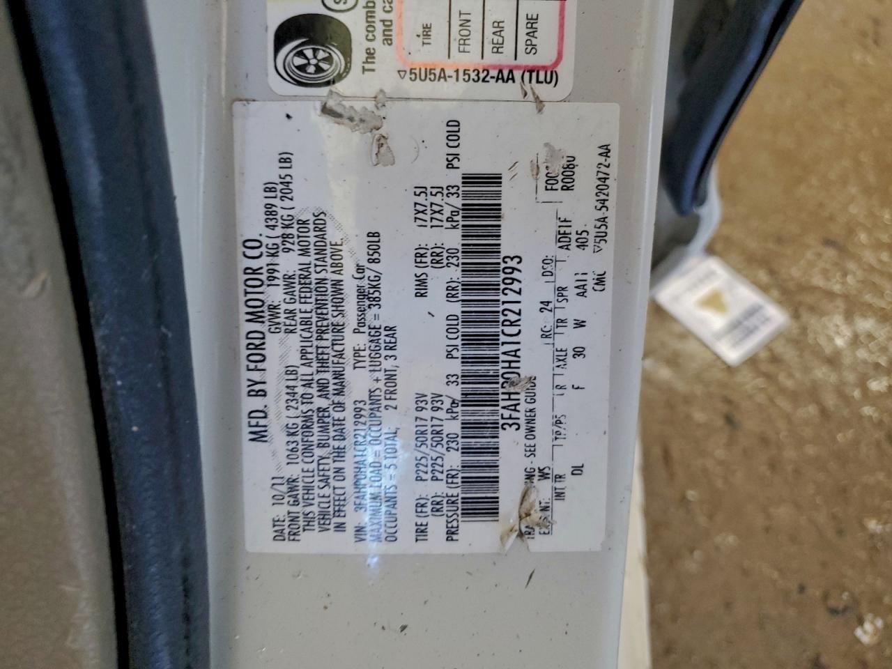 2012 FORD FUSION