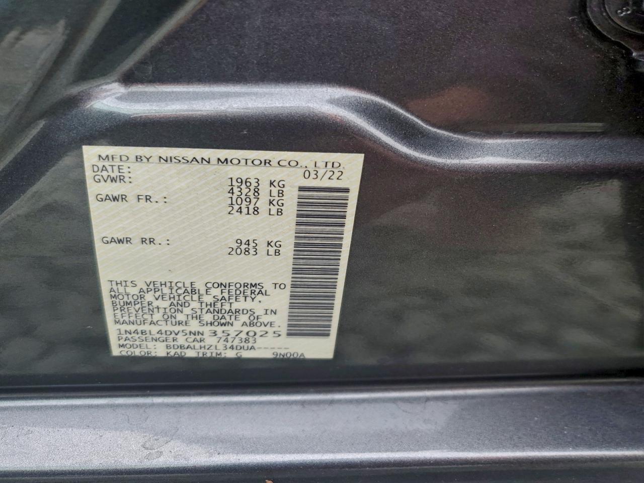 2022 NISSAN ALTIMA