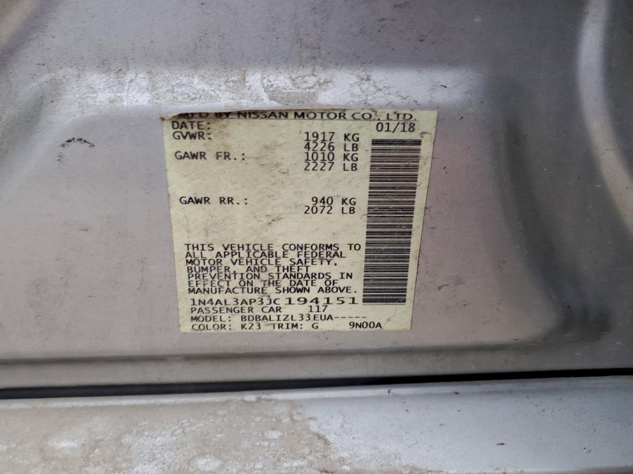 2018 NISSAN ALTIMA