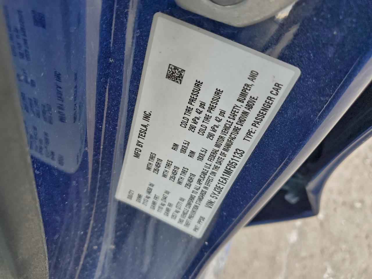 2021 TESLA MODEL 3