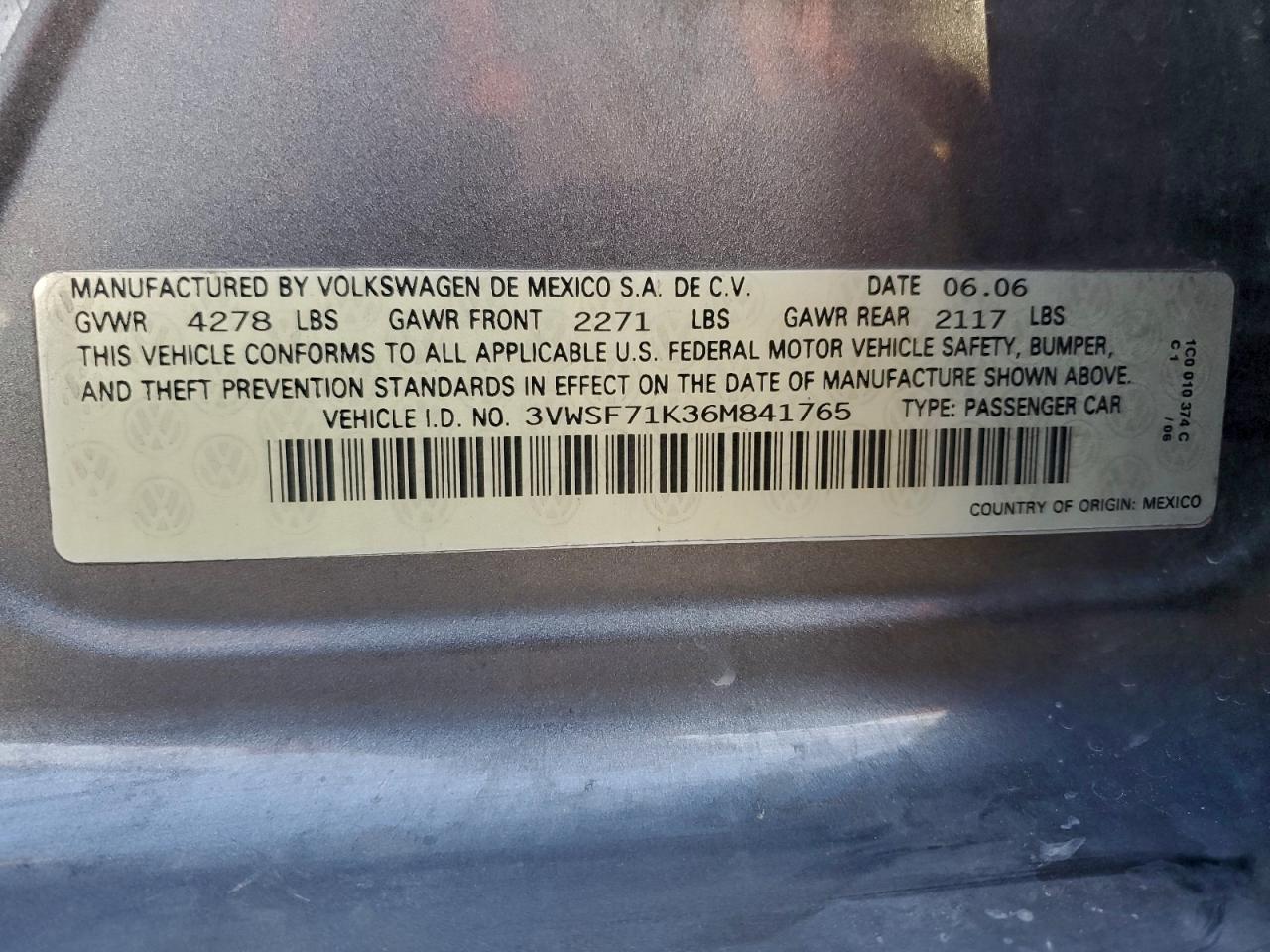 2006 VOLKSWAGEN JETTA