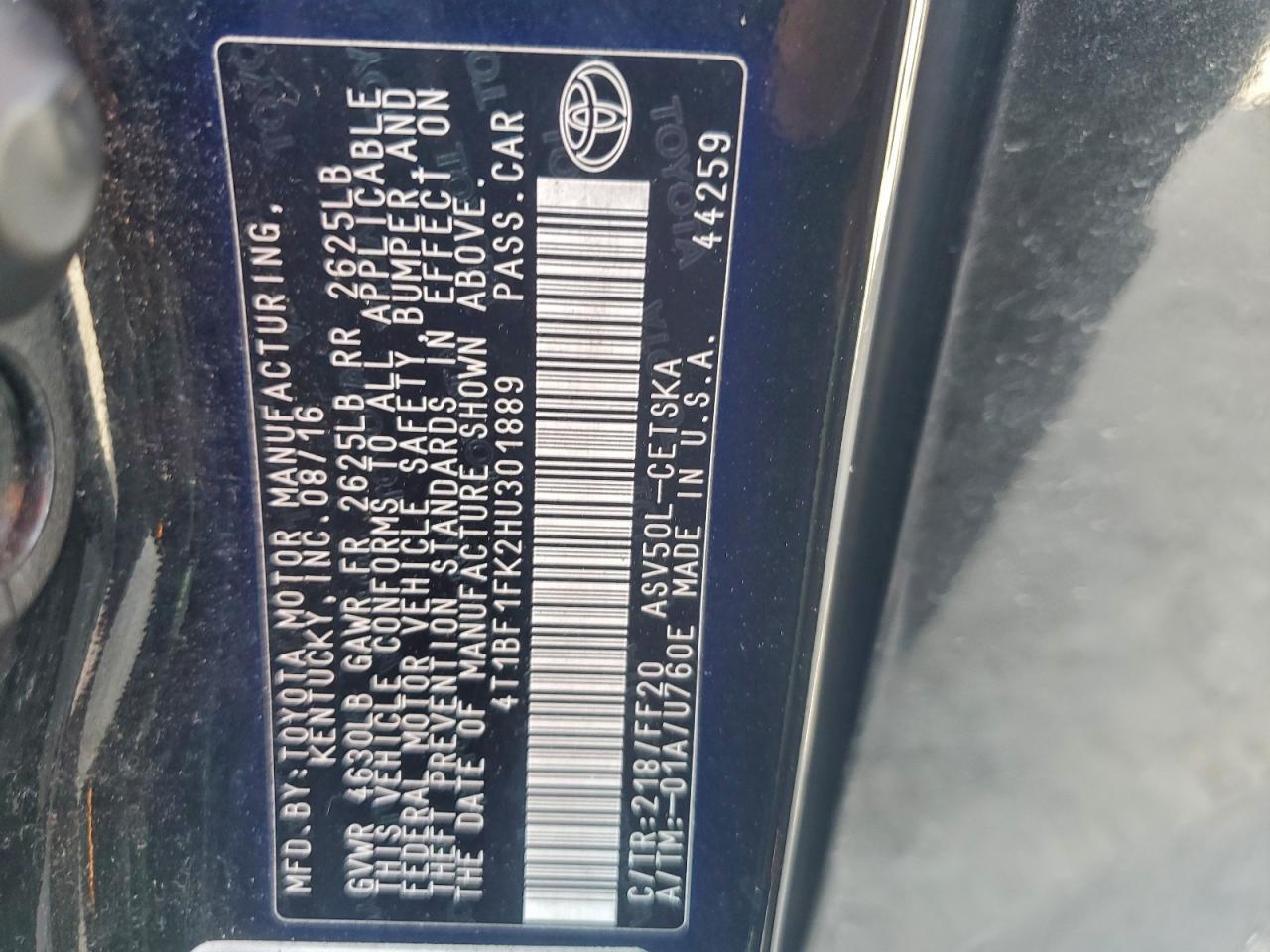 2017 TOYOTA CAMRY
