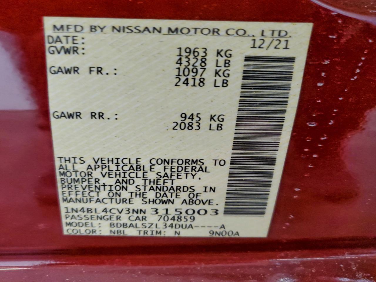 2022 NISSAN ALTIMA