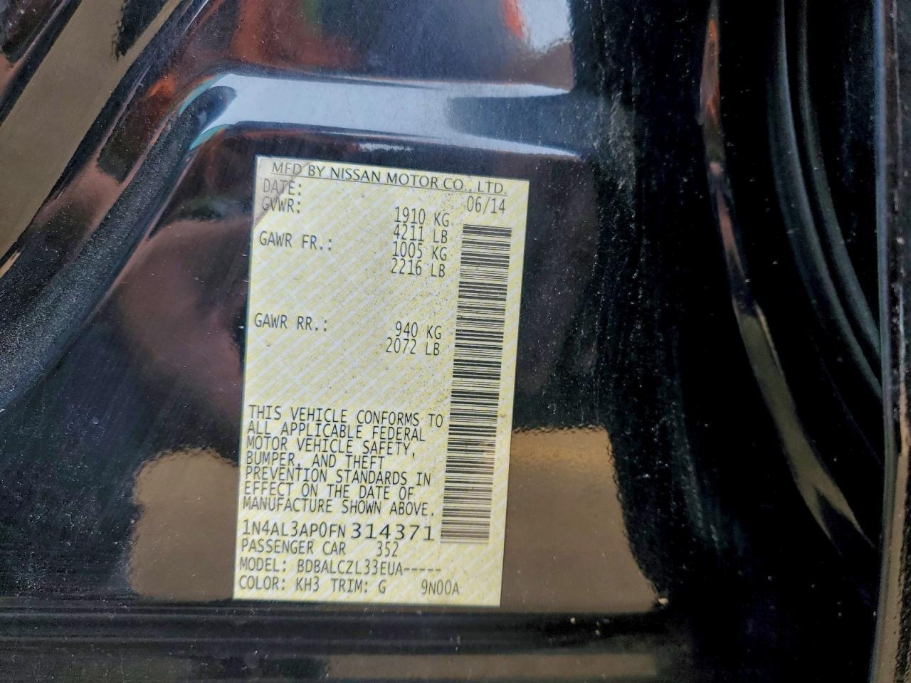 2015 NISSAN ALTIMA