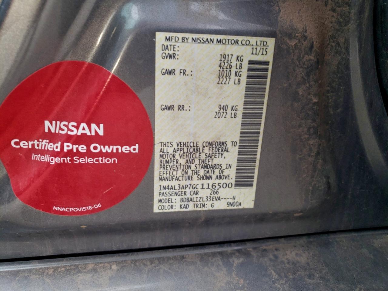 2016 NISSAN ALTIMA