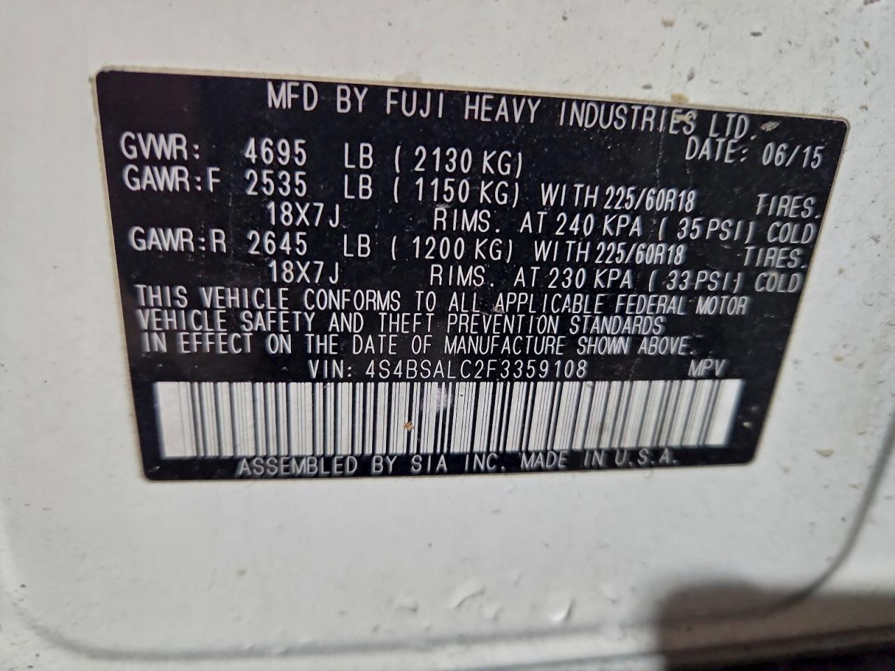 2015 SUBARU Outback
