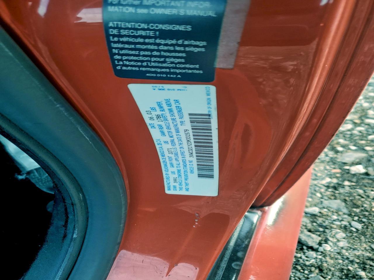 2003 VOLKSWAGEN Beetle