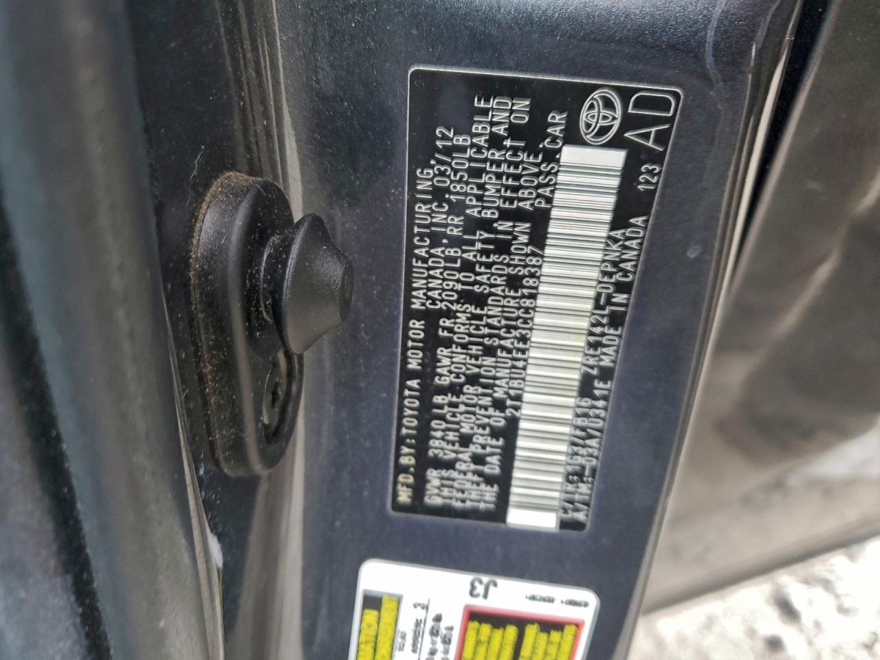 2012 TOYOTA COROLLA