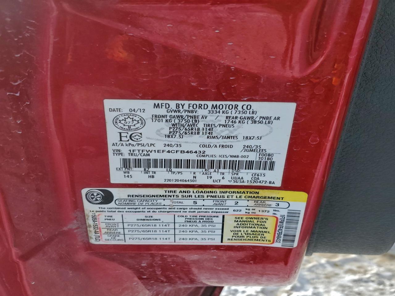 2012 FORD F-150