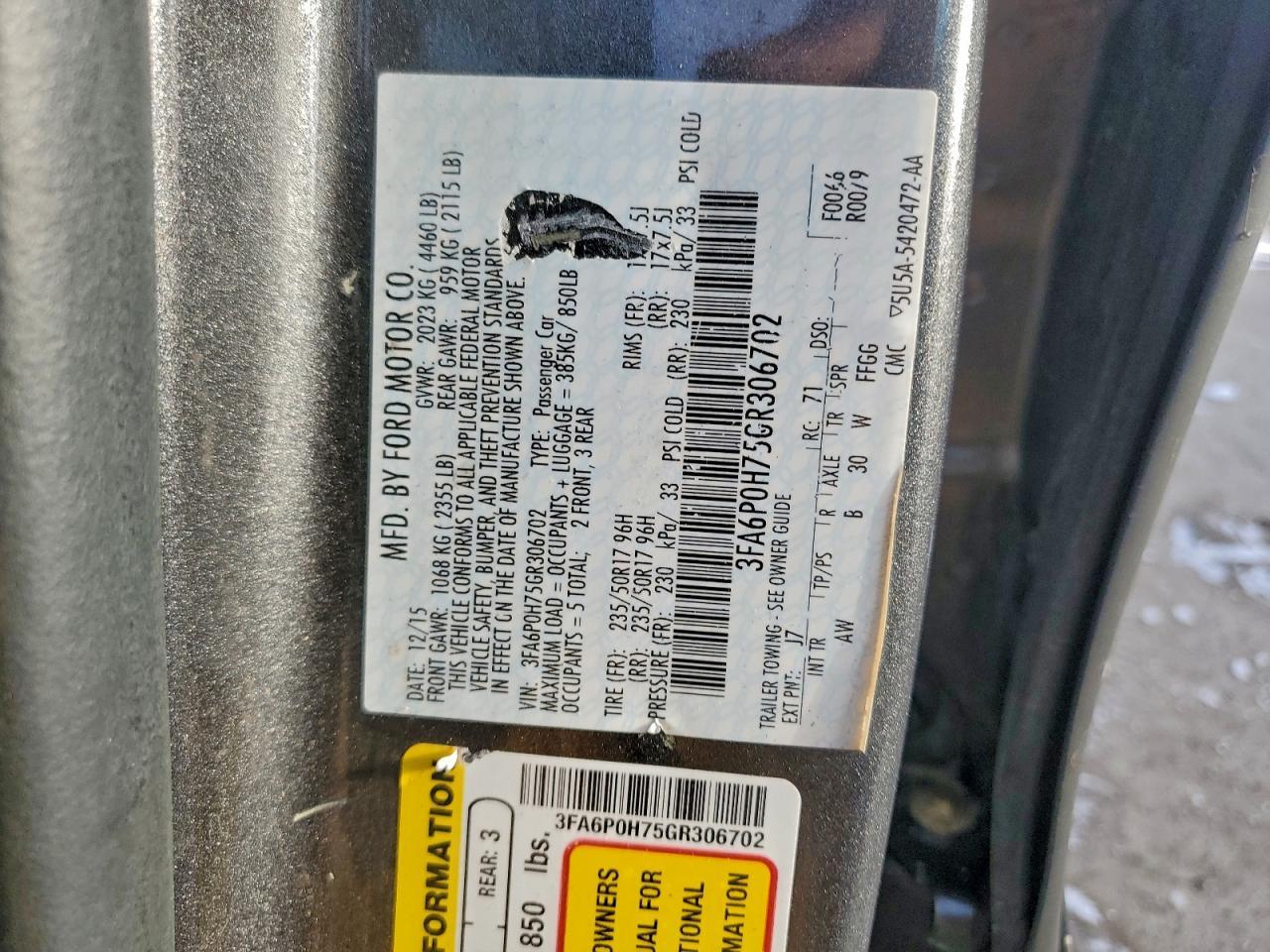 2016 FORD FUSION