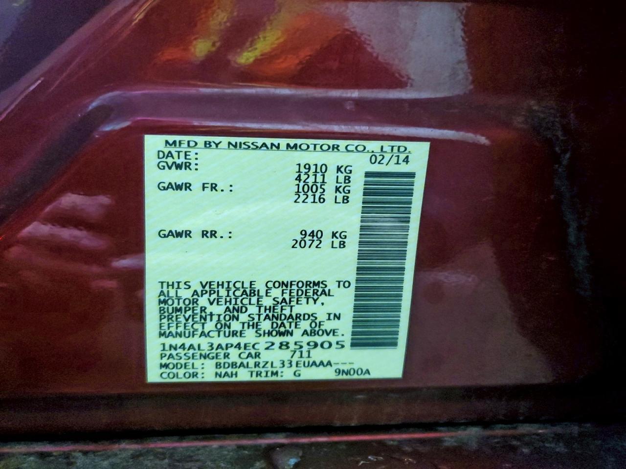 2014 NISSAN ALTIMA