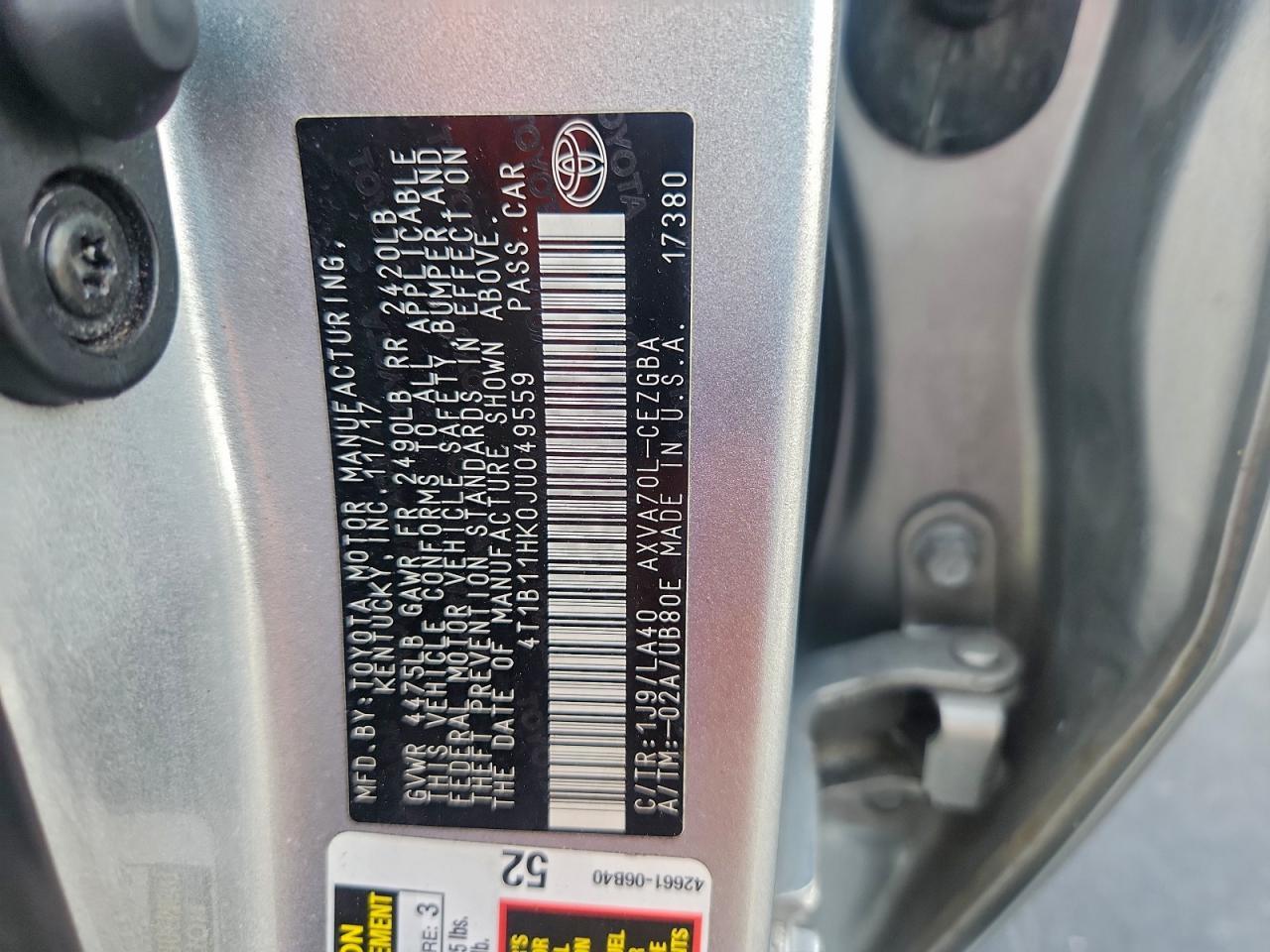 2018 TOYOTA CAMRY