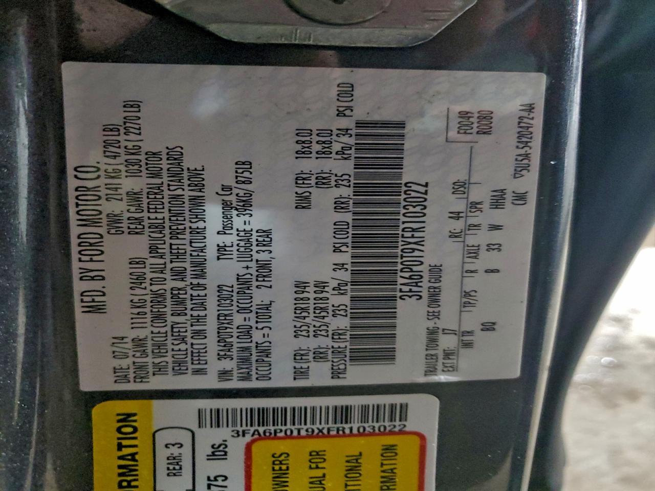 2015 FORD FUSION
