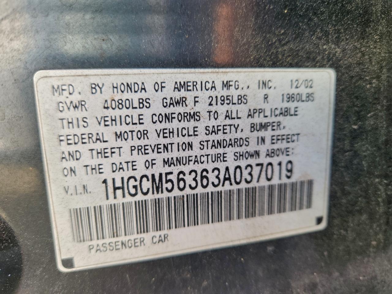 2003 HONDA ACCORD