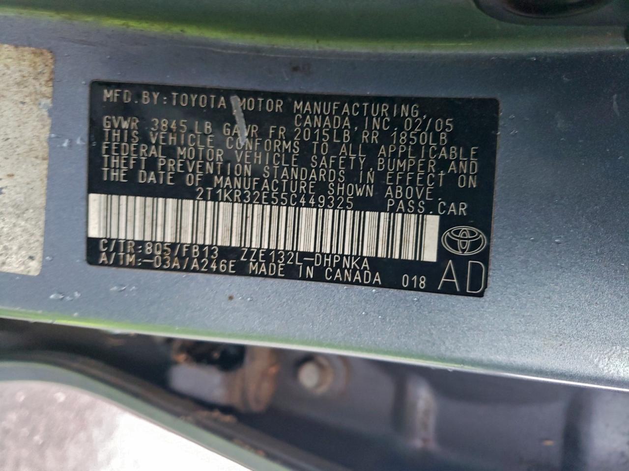 2005 TOYOTA COROLLA