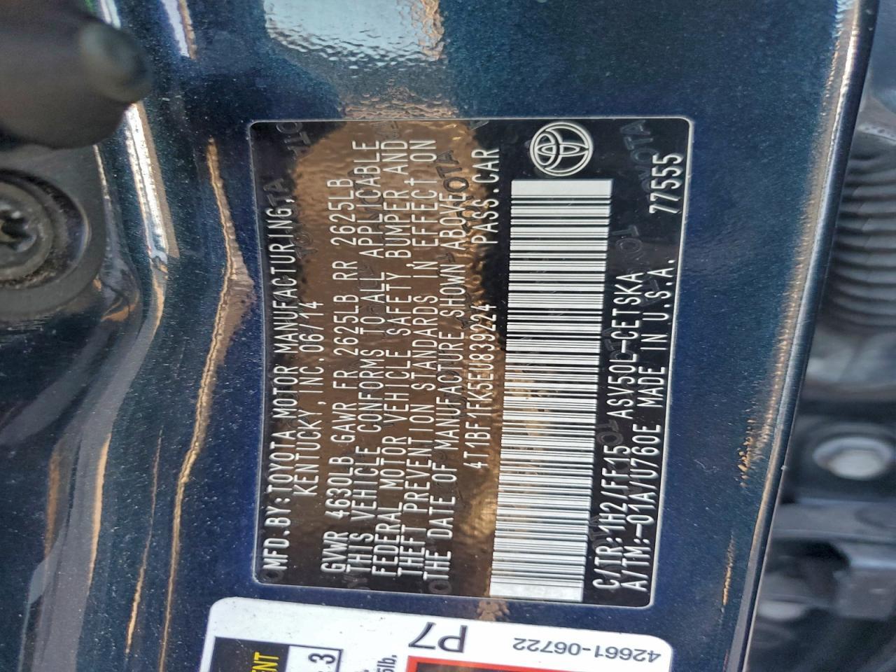 2014 TOYOTA CAMRY