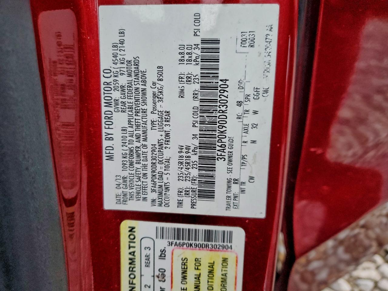 2013 FORD FUSION