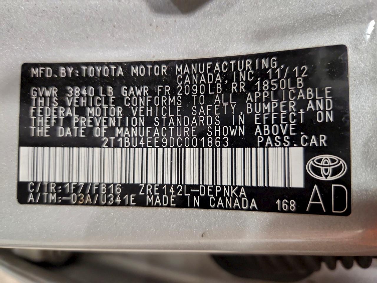 2013 TOYOTA COROLLA